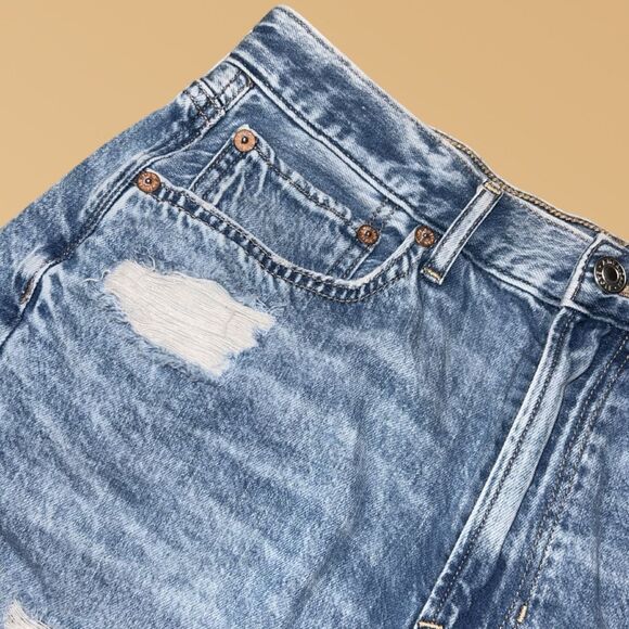 American Eagle Acid Wash Distressed 90s Boyfriend Denim Shorts Size 6 #135 - Picture 3 of 8
